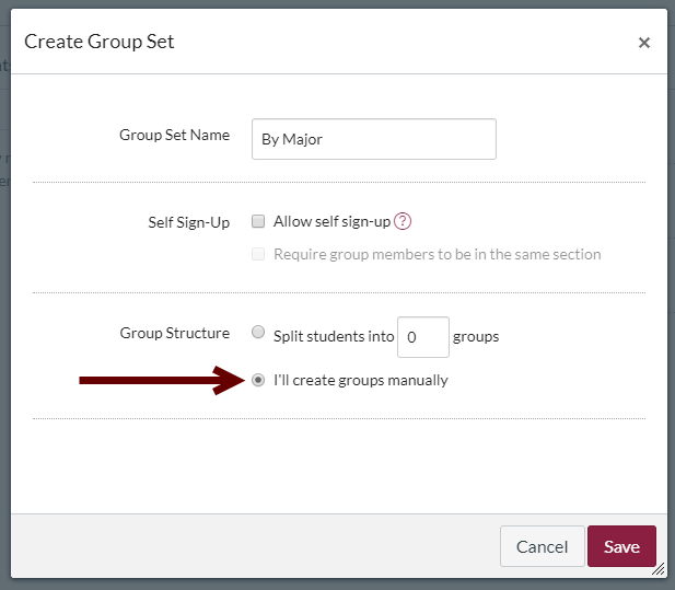 Create groups manually checkbox